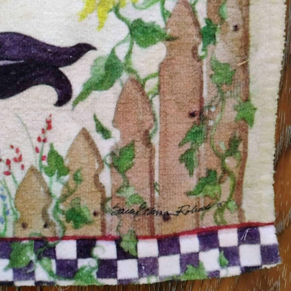 Vintage Rooster Design Hand Towels, Set Of 2, B&D Kitchenworks Chicken Sunflower - Picture 3 of 5
